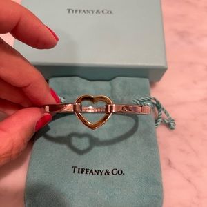 Tiffany silver and gold heart bangle